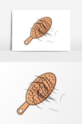 卡通手绘梳子脱发元素