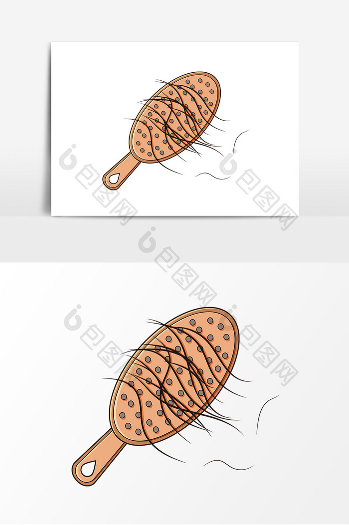 卡通手绘梳子脱发元素