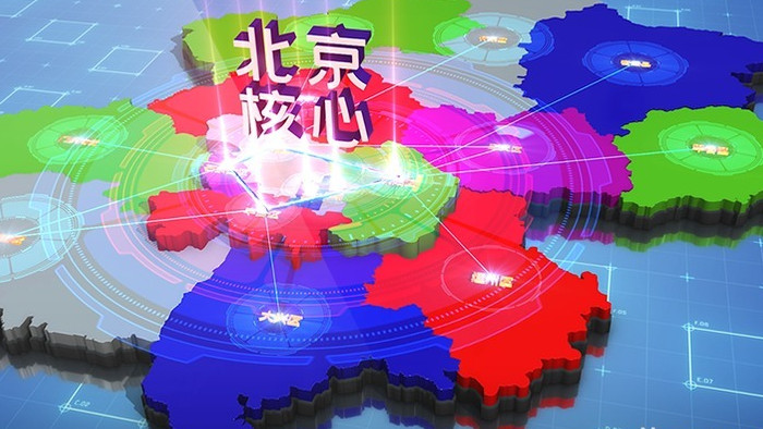 E3D科技北京地图分层三维模型模板光线