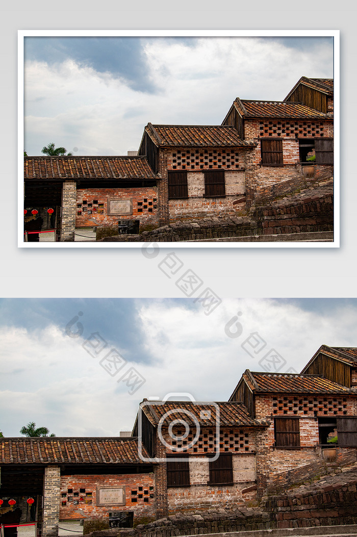南风古灶红砖窑厂节奏感特色建筑摄影图