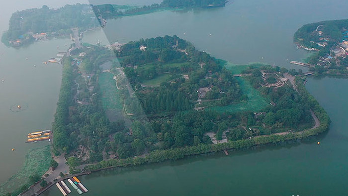 航拍南京城市大景玄武湖紫峰大厦