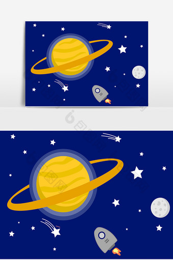 手绘土星星球元素图片