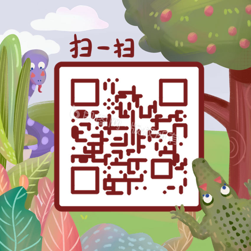 卡通森林动物动态二维码动图gif
