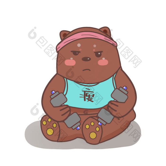 可爱小胖熊健身gif表情包