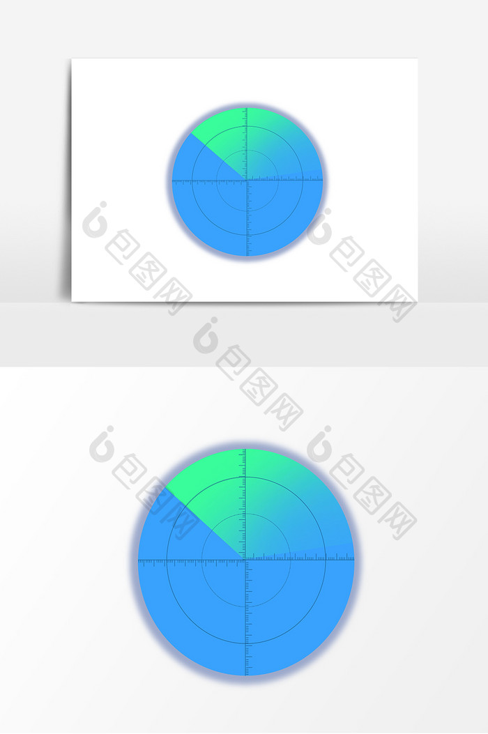 雷达探测测距定位卡通元素