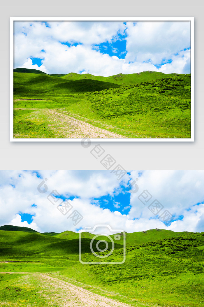 高原绿色草甸风景摄影图片