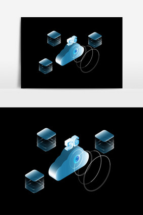 2.5D科幻科技5G数据传播工作站元素