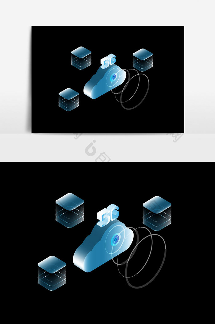 2.5D科幻科技5G数据传播工作站元素