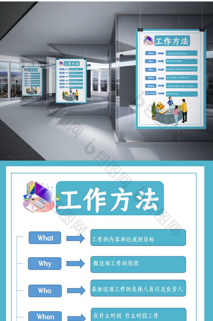 简约5W2H工作方法海报Word模板