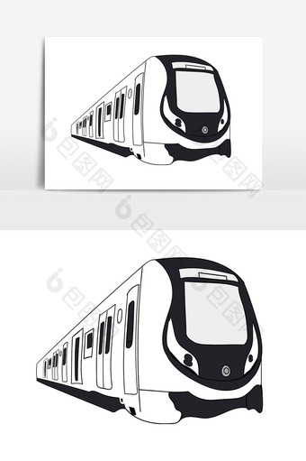 手绘火车动车元素地铁轻轨矢量卡通图片