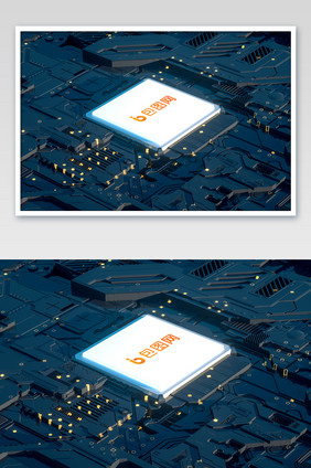 电脑配件公司电脑主板芯片科技芯片标志样机