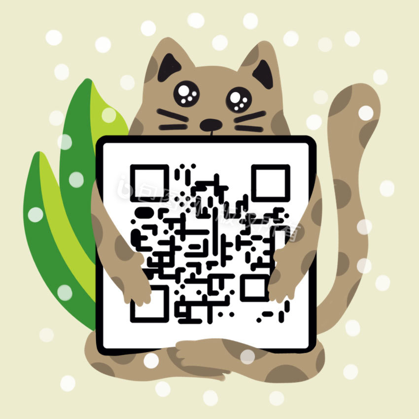 黄棕色卡通小猫动态二维码动图gif