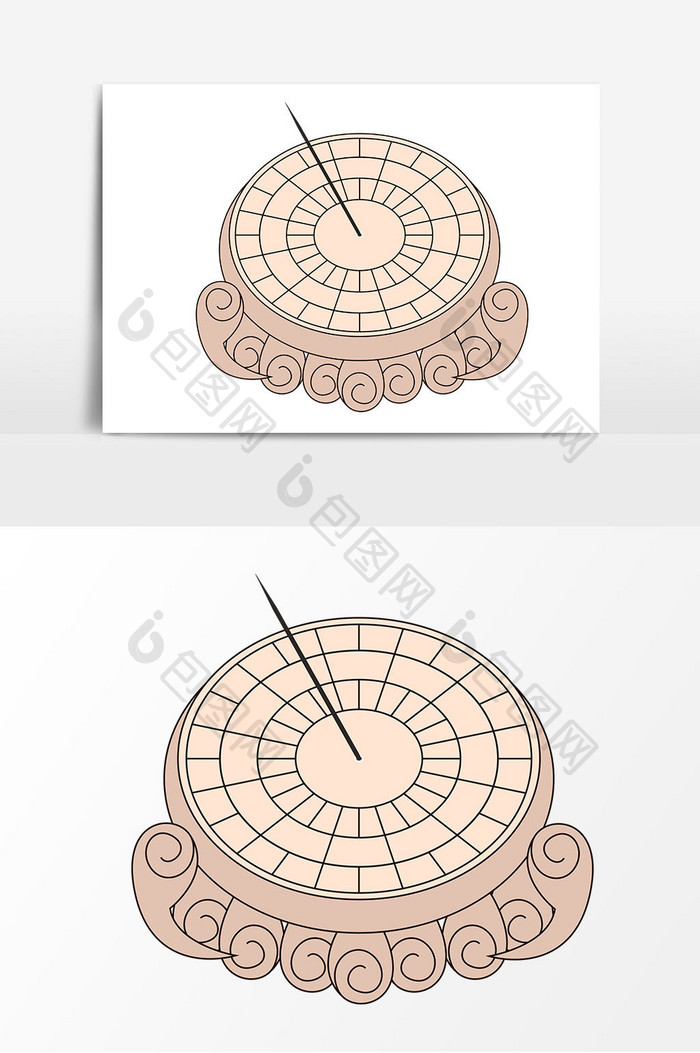 卡通日晷矢量素材