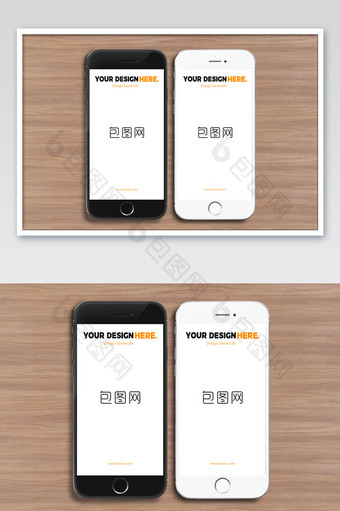 高端大气浅木纹底图高清苹果手机海报样机图片