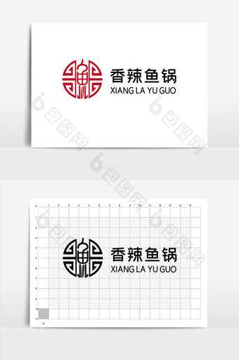 香辣鱼锅餐饮店面logo设计图片