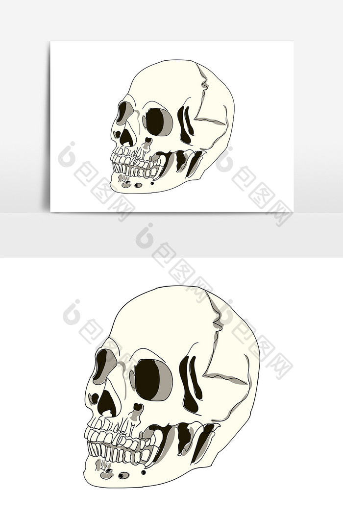 骨骼破碎的骷颅头头骨矢量AI