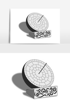 古代计时日晷卡通创意元素