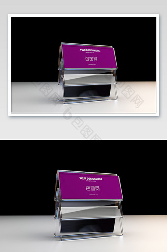 紫简约大气透明亚克力桌面台牌办公用品样机图片