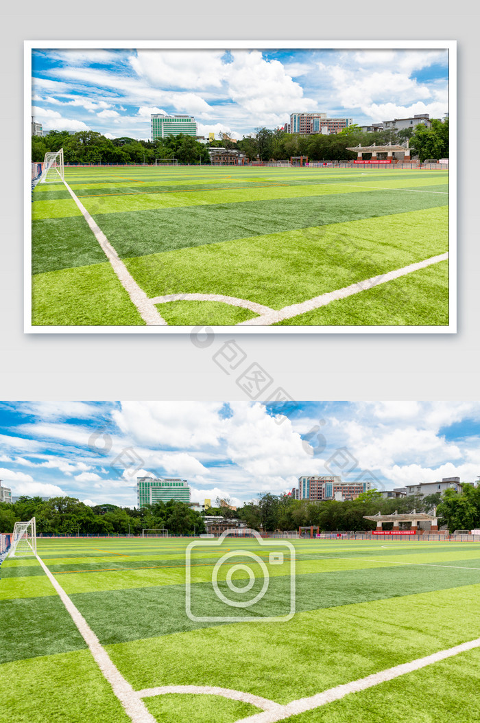 学校足球场草地摄影图