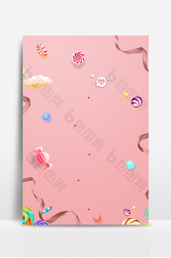 粉色糖果丝带甜品背景图片