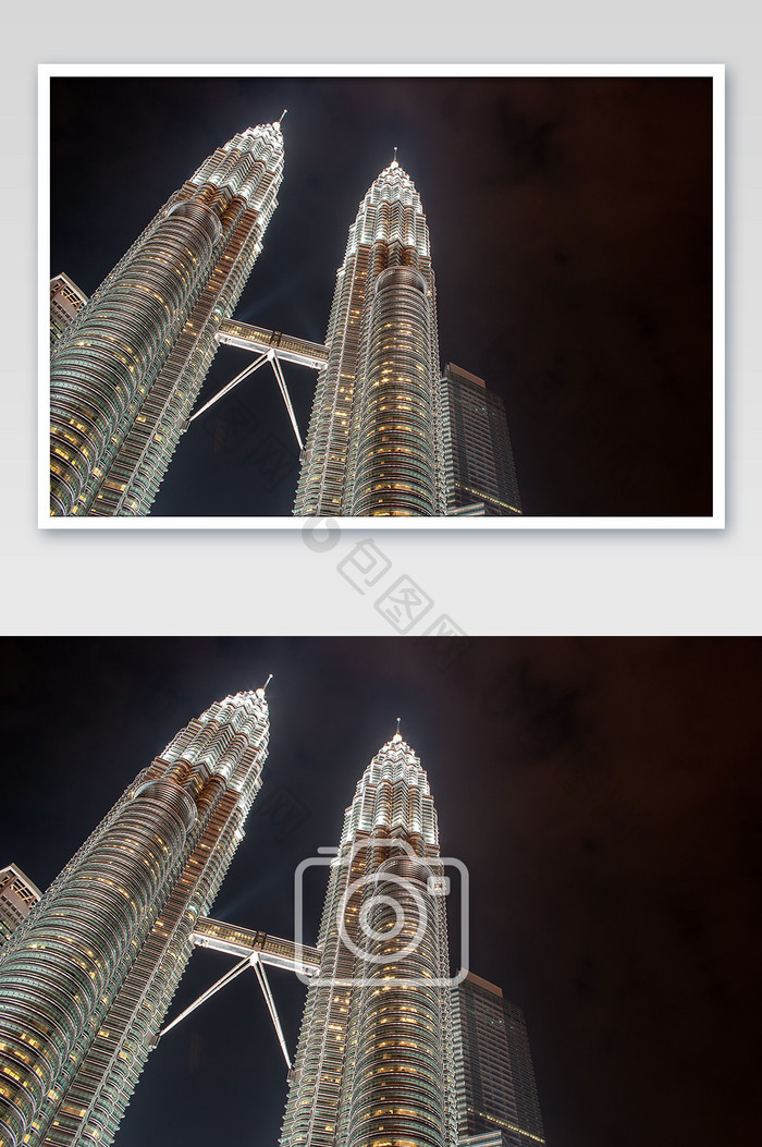 马来西亚吉隆坡双子塔夜景摄影图片