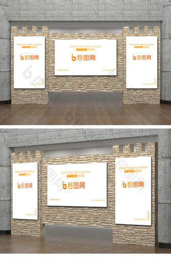 贴图室内现代灯箱展板海报墙面样机logo图片