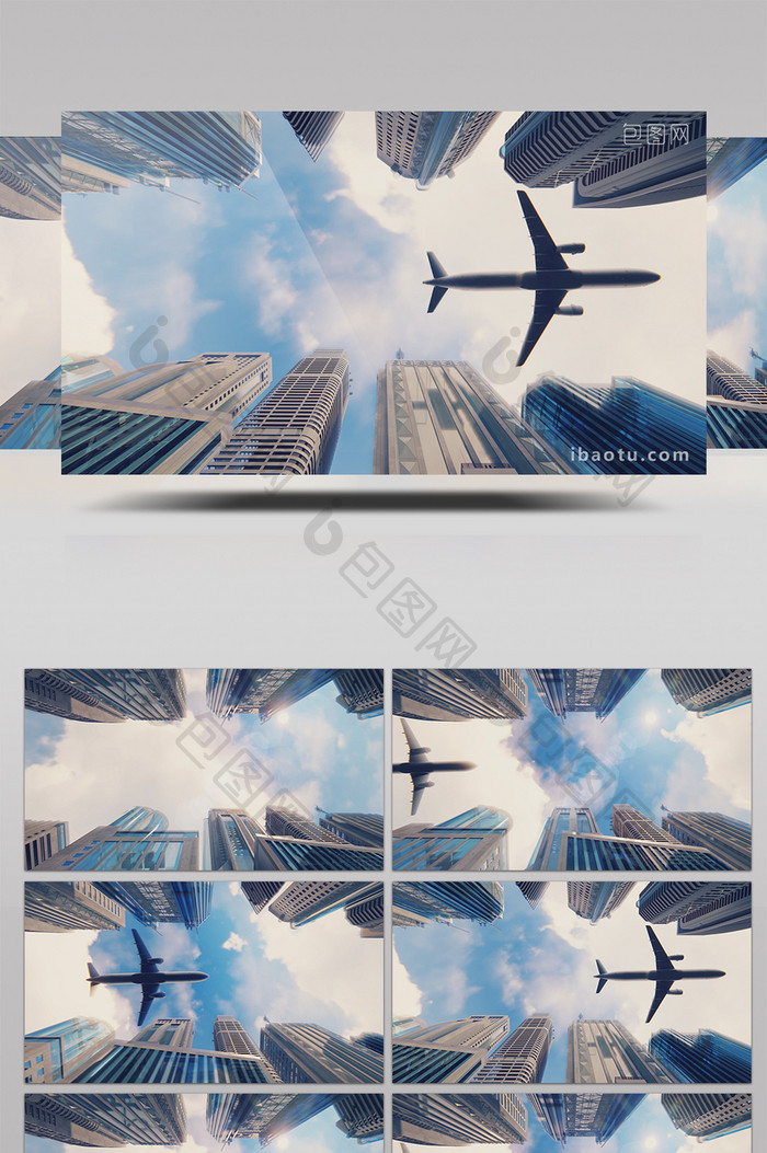 4K飞机飞过高楼大厦超高清背景视频素材