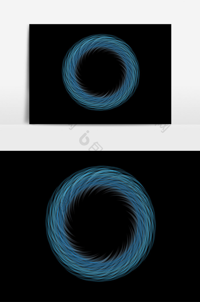扁平渐变风格蓝色风暴眼螺旋元素