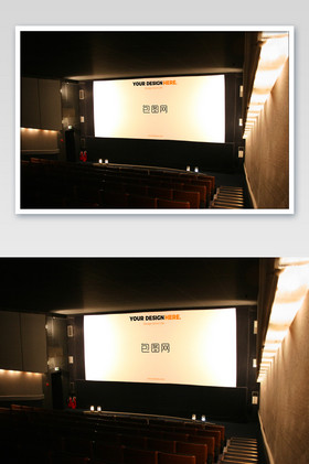 电影院荧幕影屏正在播放电影
