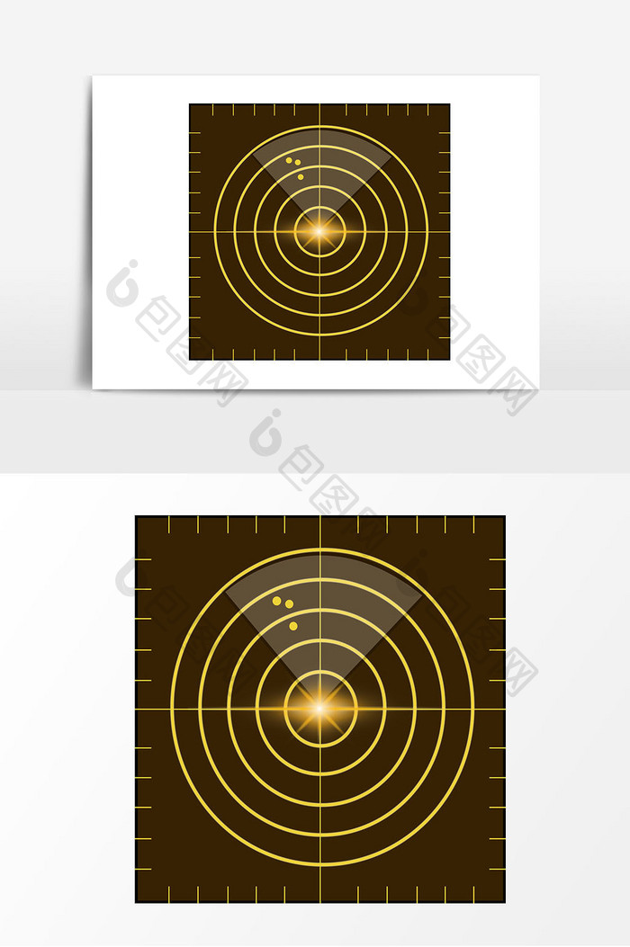 手绘黄色雷达元素