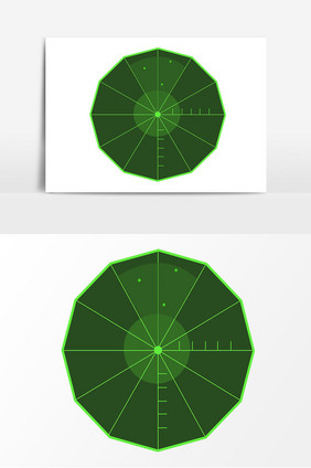 手绘绿色雷达元素