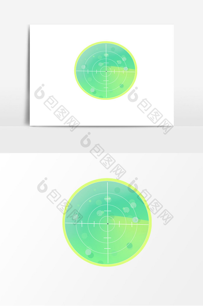 手绘黄绿色雷达盘元素