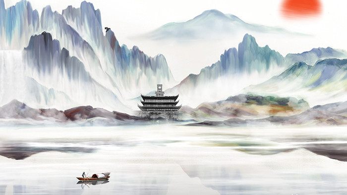 中国风水墨梦幻唯美山水动画素材背景特效