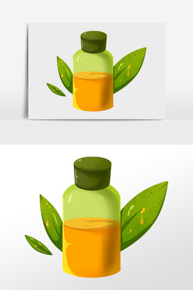 美容按摩一瓶植物精油插画