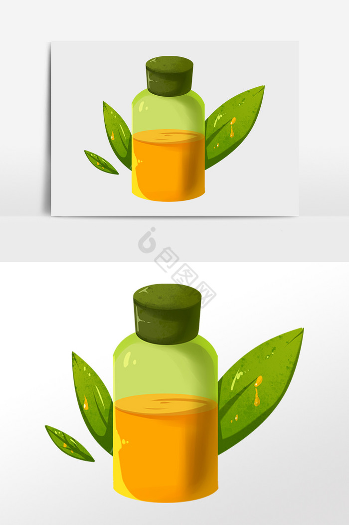 美容按摩一瓶植物精油插画图片