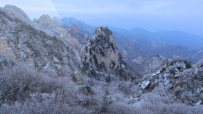 美丽中国延时实拍风景尧山景区雪山雪景雪花