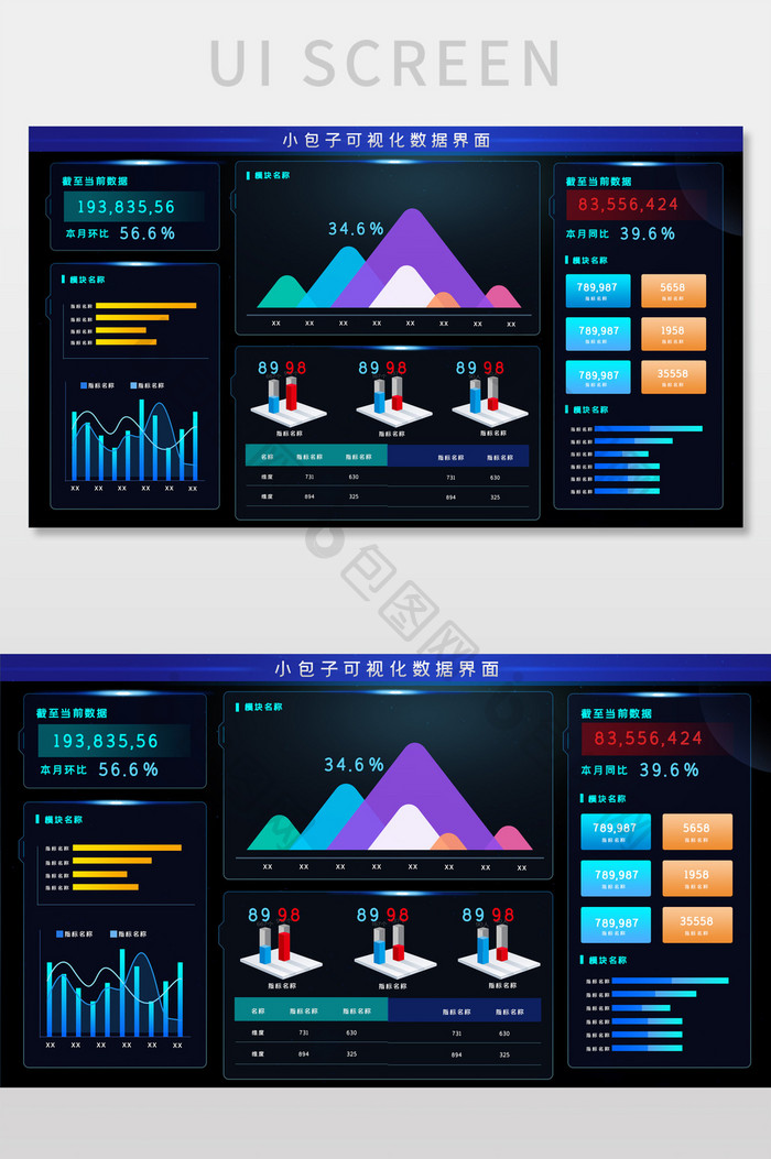 深色可视化大屏展示UI网页界面