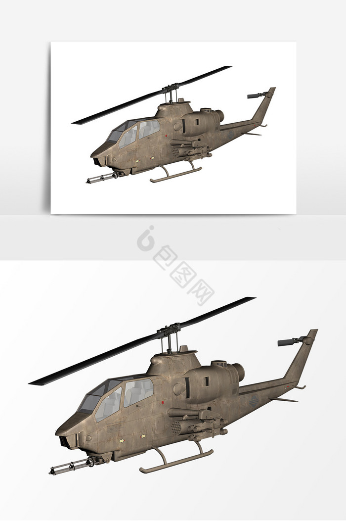武装军用直升机C4D模型图片
