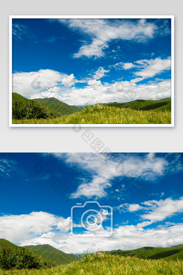 大气蓝天草原高原风景