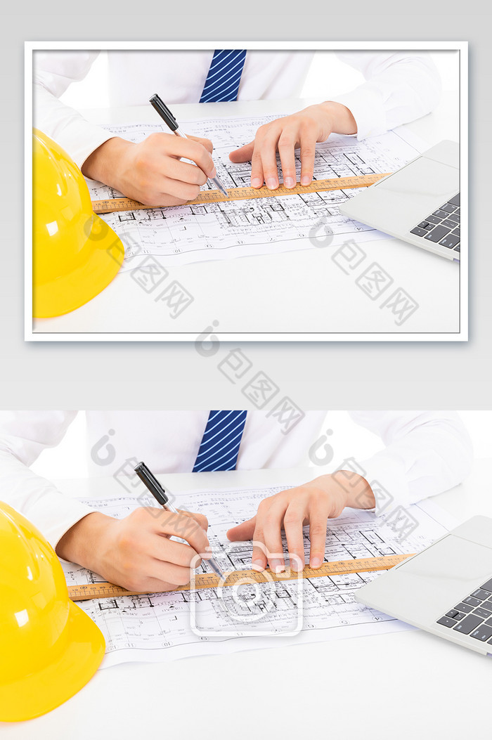 商务工程师建造师描绘图纸图片图片
