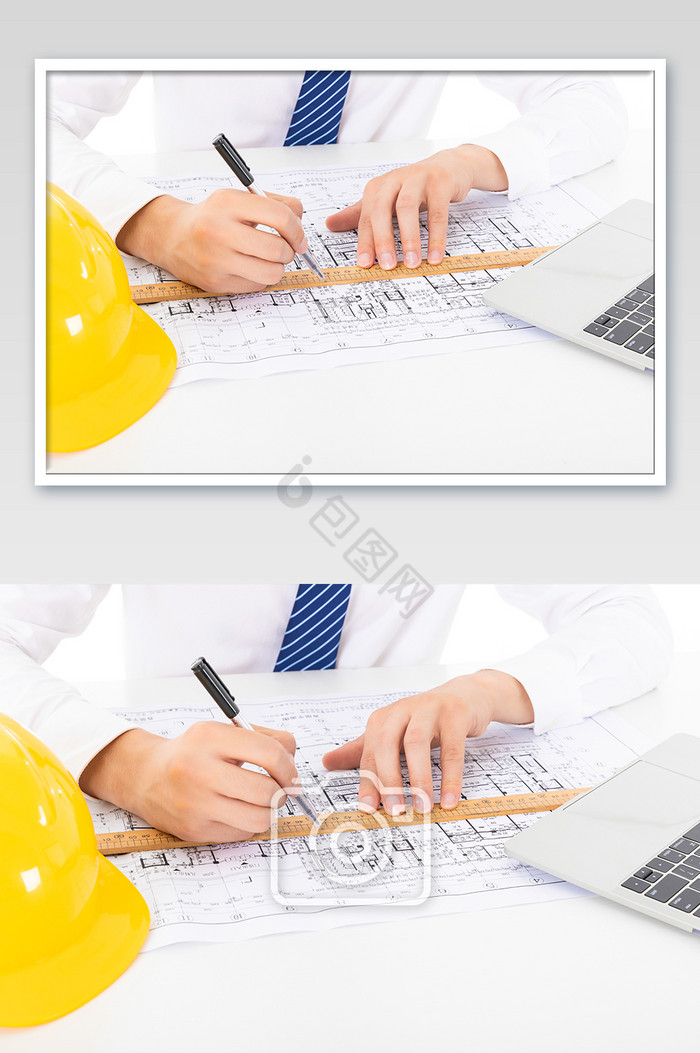 商务工程师建造师描绘图纸图片