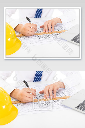 商务工程师建造师描绘图纸图片