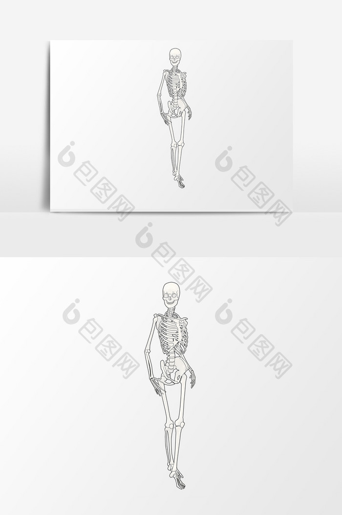 手绘卡通小清新骨骼人体
