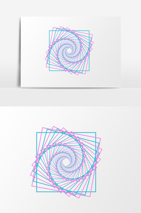 手绘卡通小清新螺旋旋转正方形