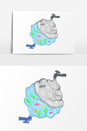 水污染卡通创意元素