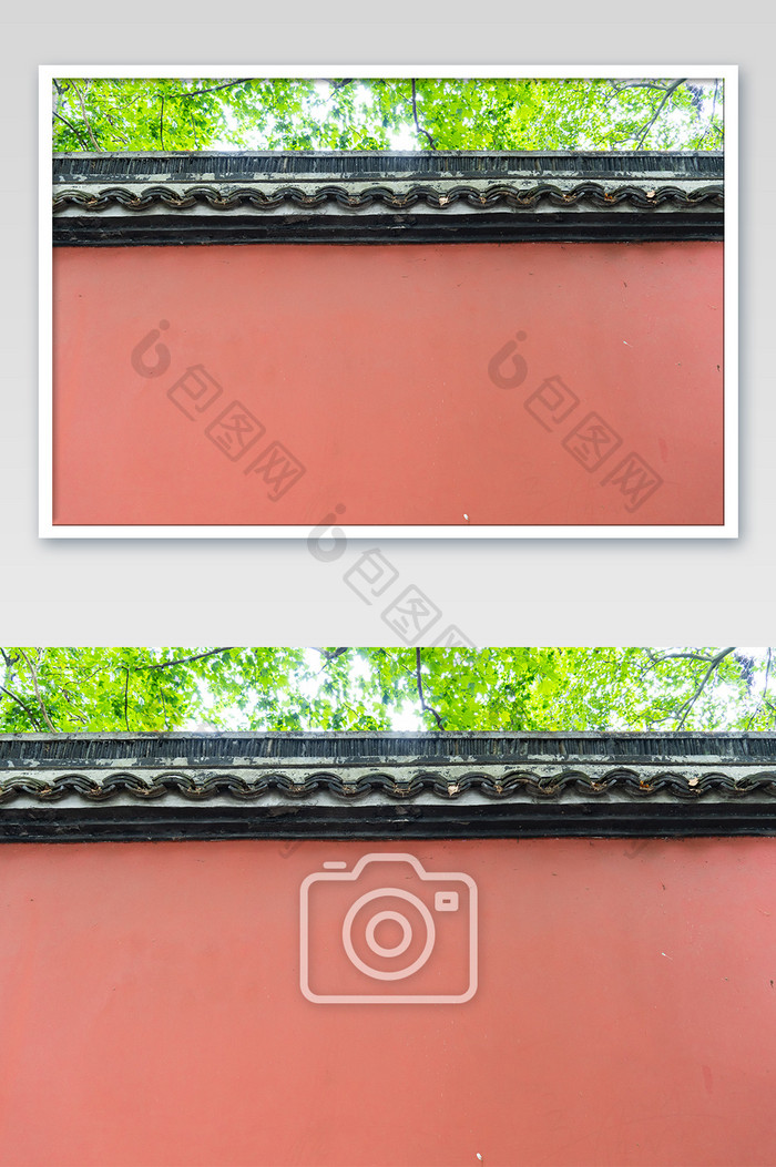 西湖美景岳庙外墙红色墙面中式传统建筑