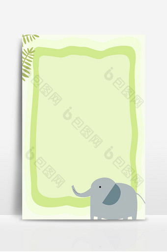 绿色植物边框大象背景图片