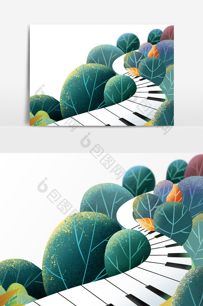 音乐键盘道路树木装饰图片图片