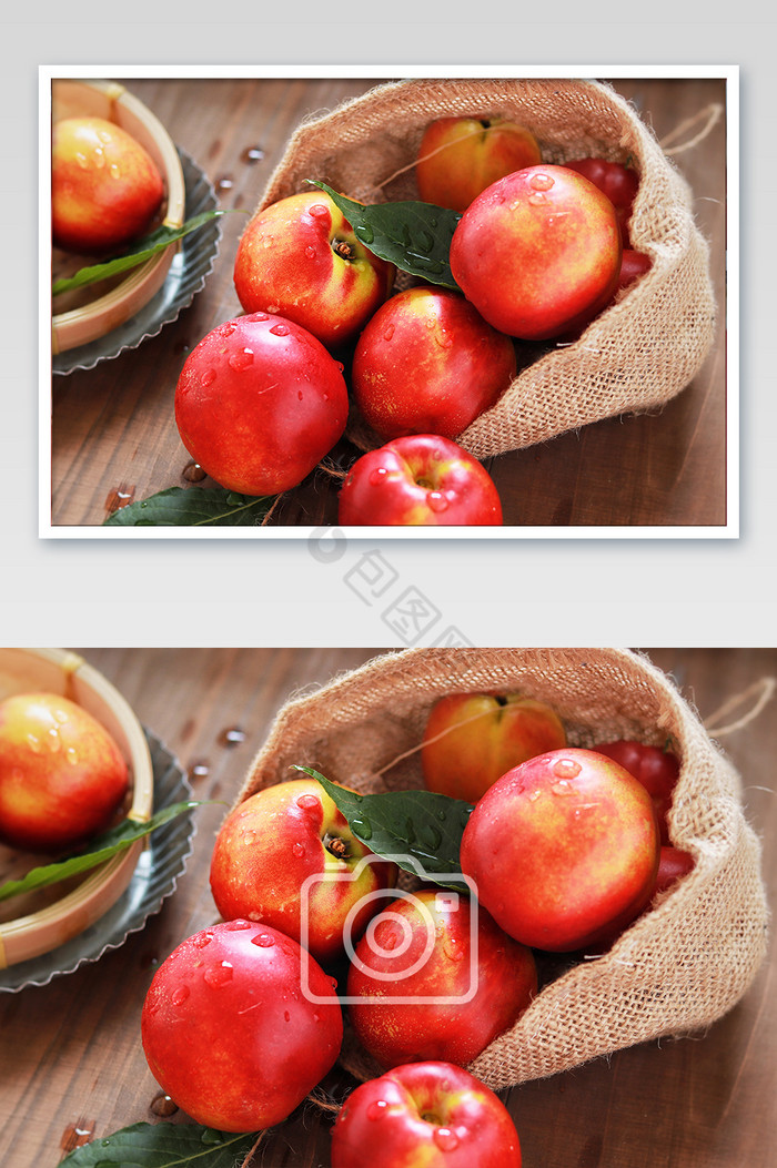 现摘有机农产品桃子油桃水果图片