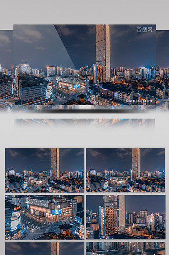 长沙市国金商业街黄兴路步行街延时摄影4K图片